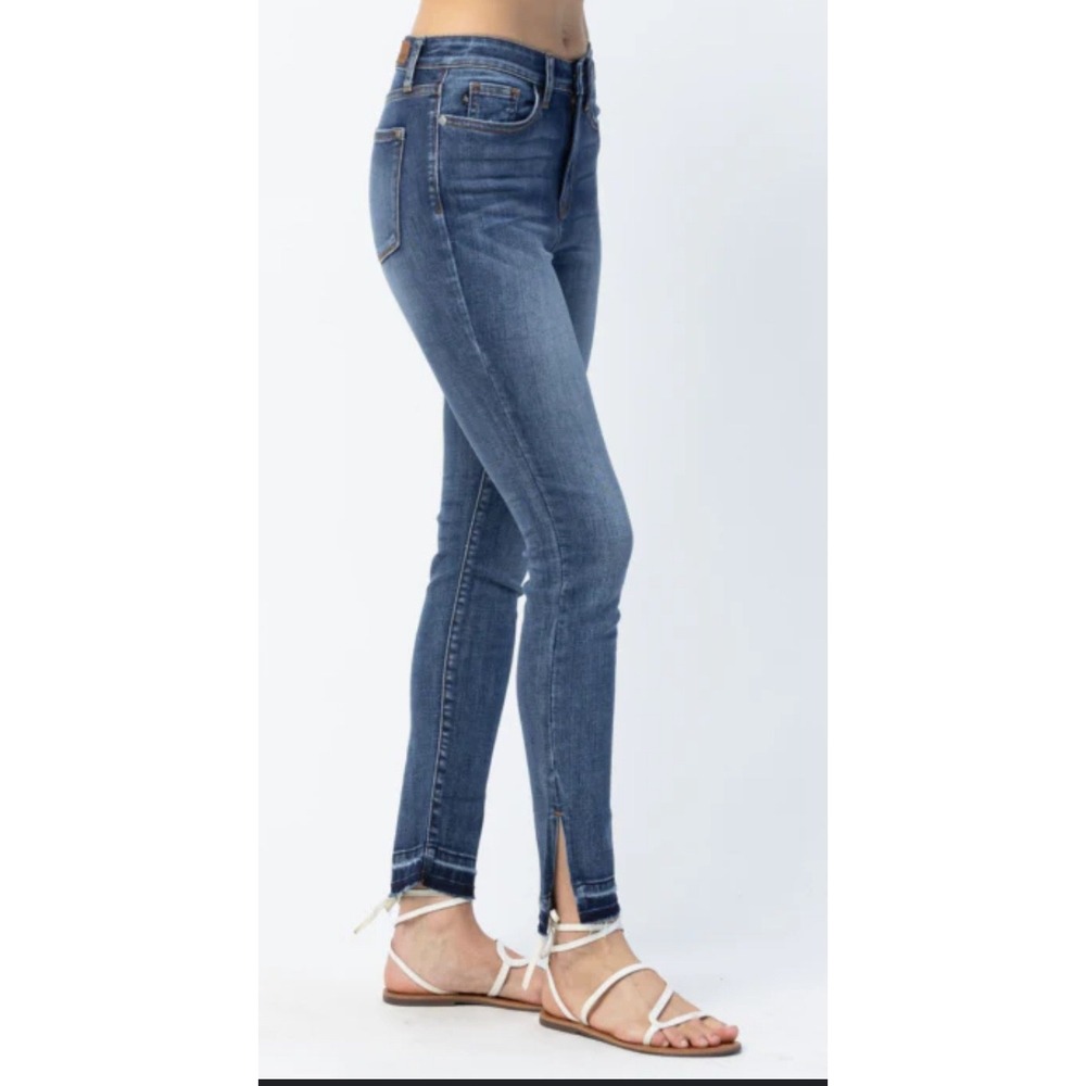 Judy Blue Jeans Womens 15 32x28 Skinny High Rise Ankle Slit Raw Hem Soft Stretch